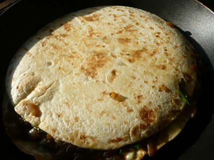Flipped quesadilla - cooking on the second side